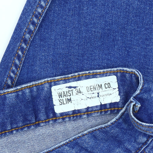 Denim Co. Men's Blue Slim Fit Chino Shorts, Size 34