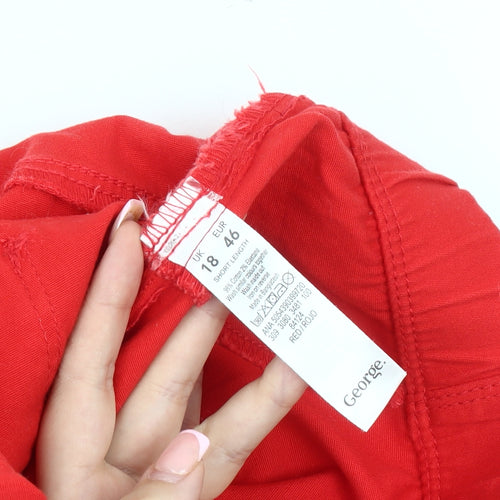 George Women's Red Jeans Size 18 Elastic Waist