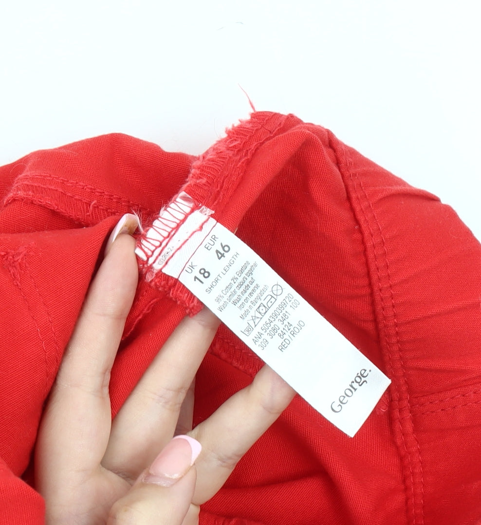 George Women's Red Jeans Size 18 Elastic Waist