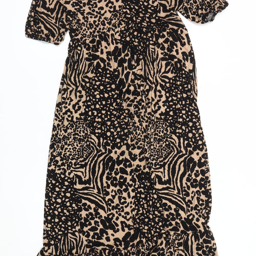 New Look Women's Multicoloured Animal Print Wrap Dress