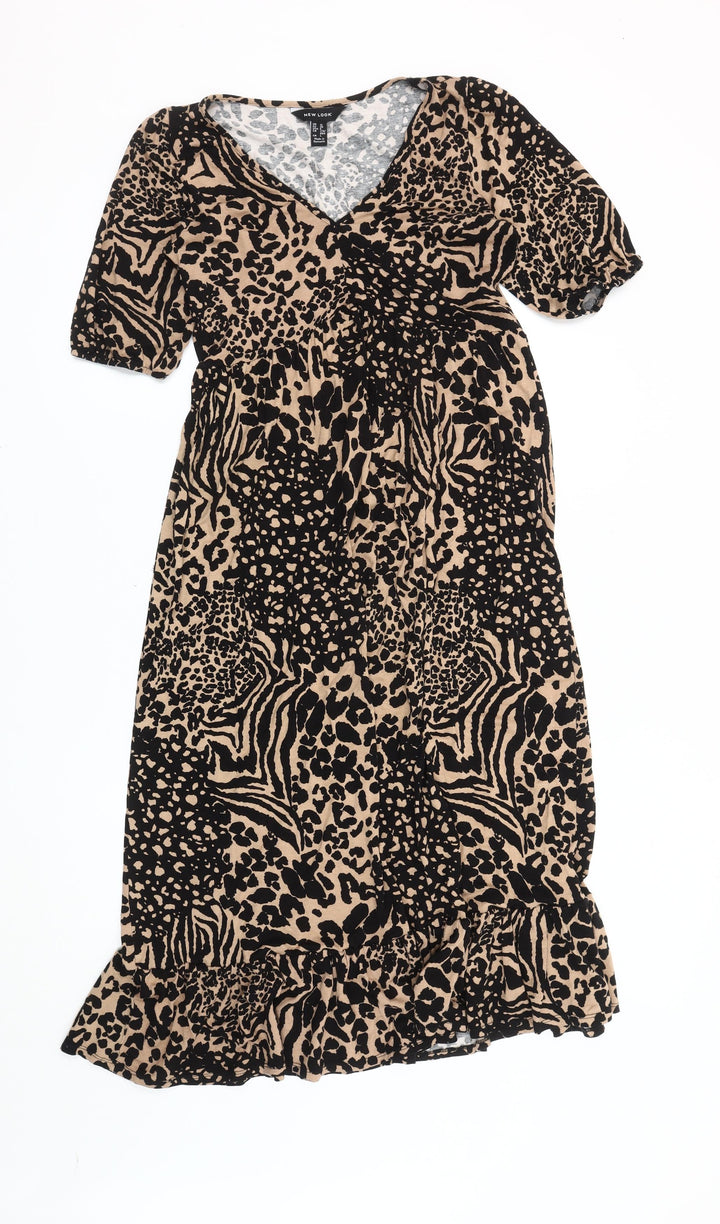 New Look Women's Multicoloured Animal Print Wrap Dress