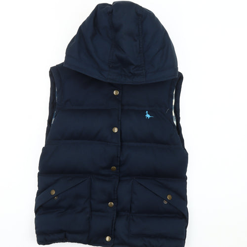 Jack Wills Women's Blue Puffer Waistcoat, Size 10, Hooded