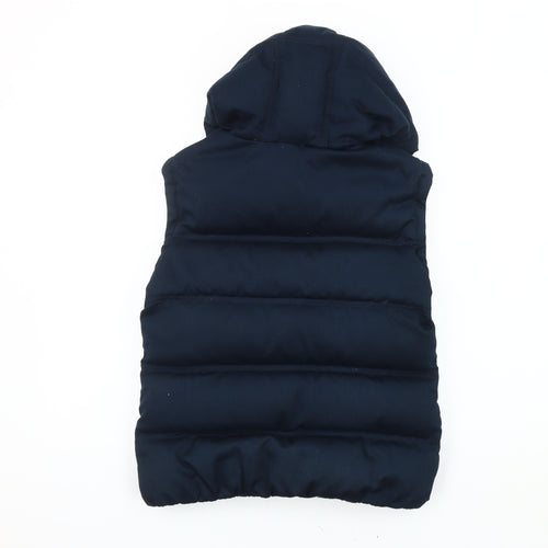 Jack Wills Women's Blue Puffer Waistcoat, Size 10, Hooded