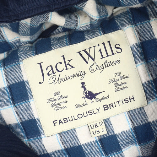 Jack Wills Women's Blue Puffer Waistcoat, Size 10, Hooded