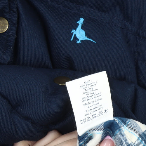Jack Wills Women's Blue Puffer Waistcoat, Size 10, Hooded