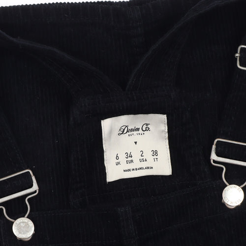 Denim Co. Women's Black Dungaree Dress Size 6
