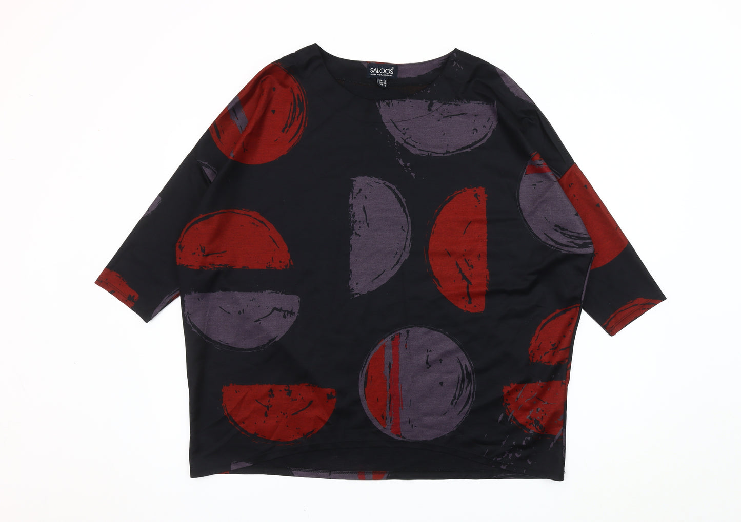 Saloos Women's Black Geometric Top UK 12