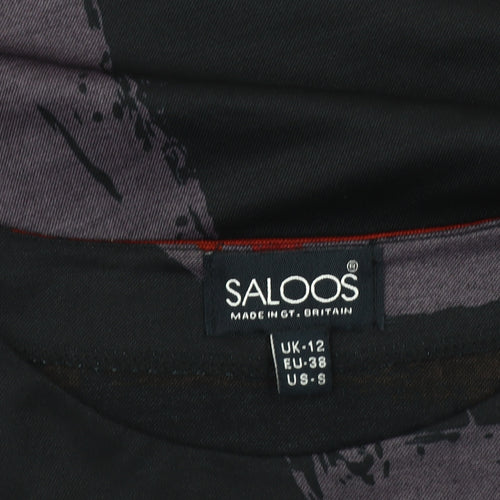 Saloos Women's Black Geometric Top UK 12