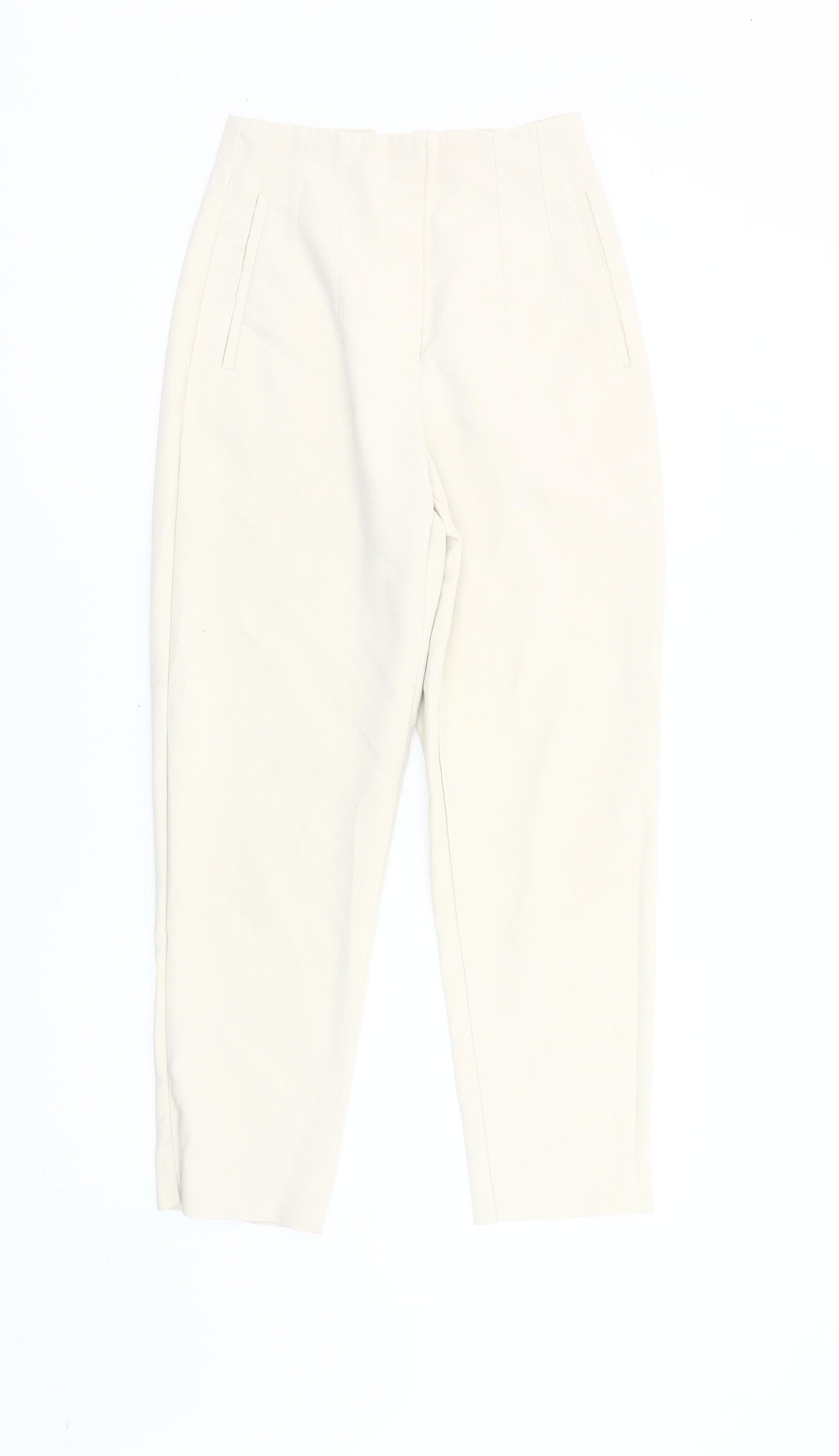 Zara Women's Ivory Trousers S Pocketed Casual