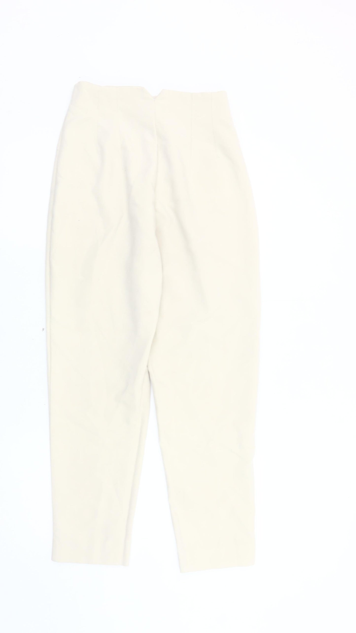 Zara Women's Ivory Trousers S Pocketed Casual