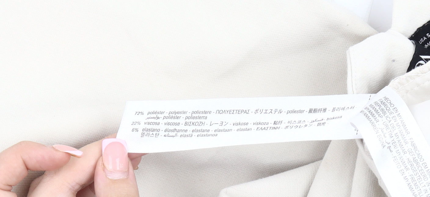 Zara Women's Ivory Trousers S Pocketed Casual