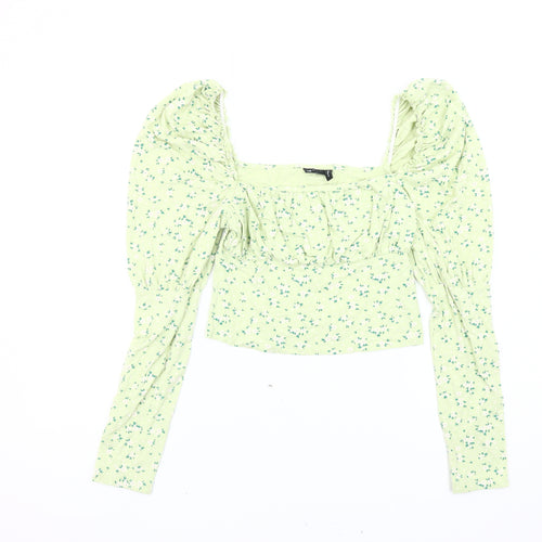 ASOS DESIGN Women's Green Floral Cropped Blouse UK 12