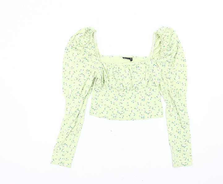 ASOS DESIGN Women's Green Floral Cropped Blouse UK 12