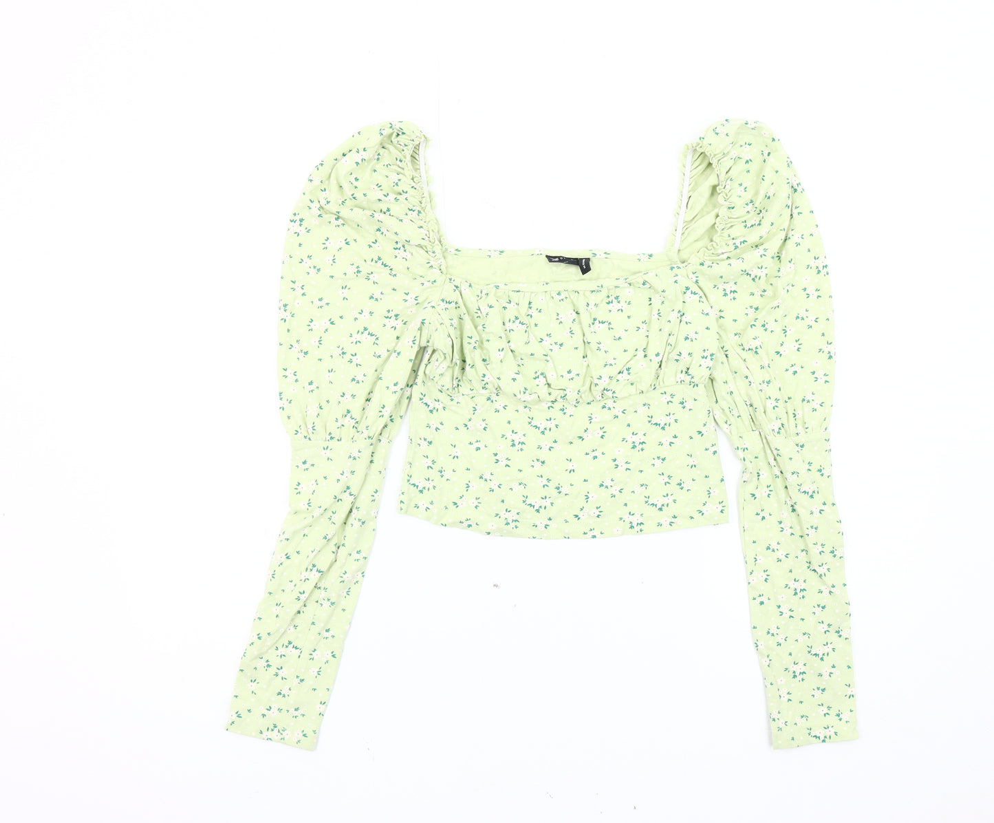 ASOS DESIGN Women's Green Floral Cropped Blouse UK 12