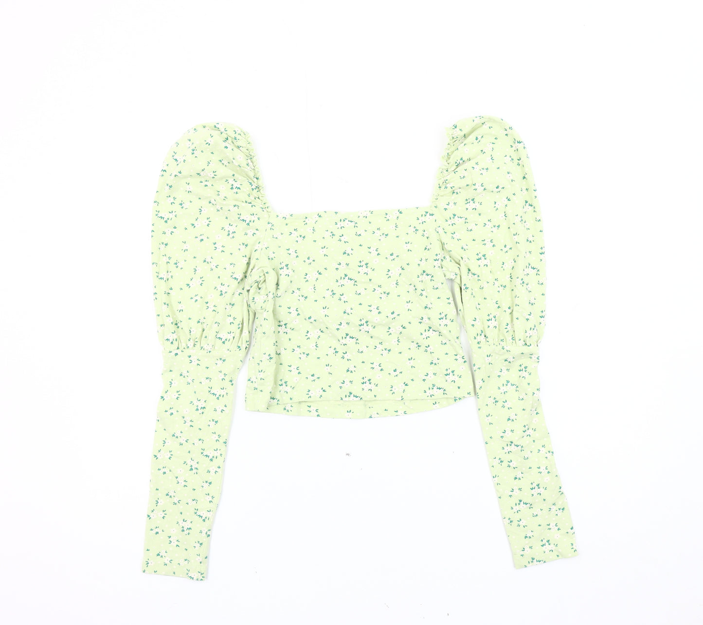 ASOS DESIGN Women's Green Floral Cropped Blouse UK 12
