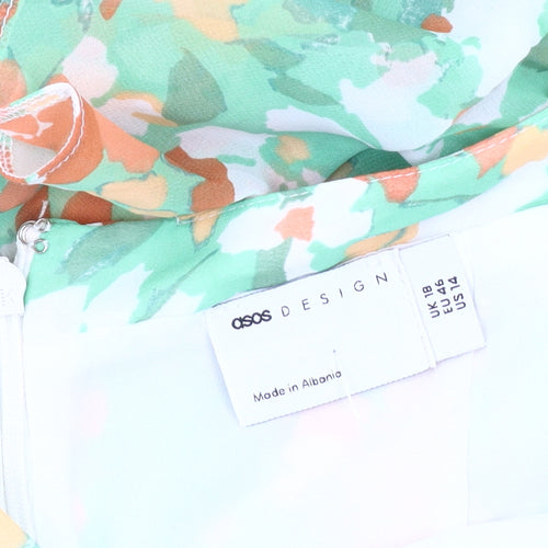 ASOS Women's Floral Midi Skirt Multicoloured Size 18