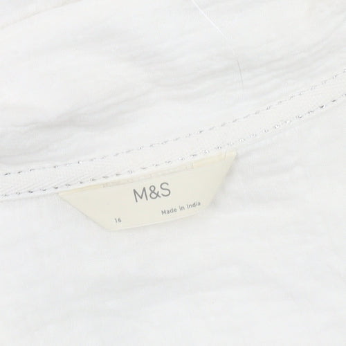 Marks and Spencer Women's White Long Sleeve Pyjama Top