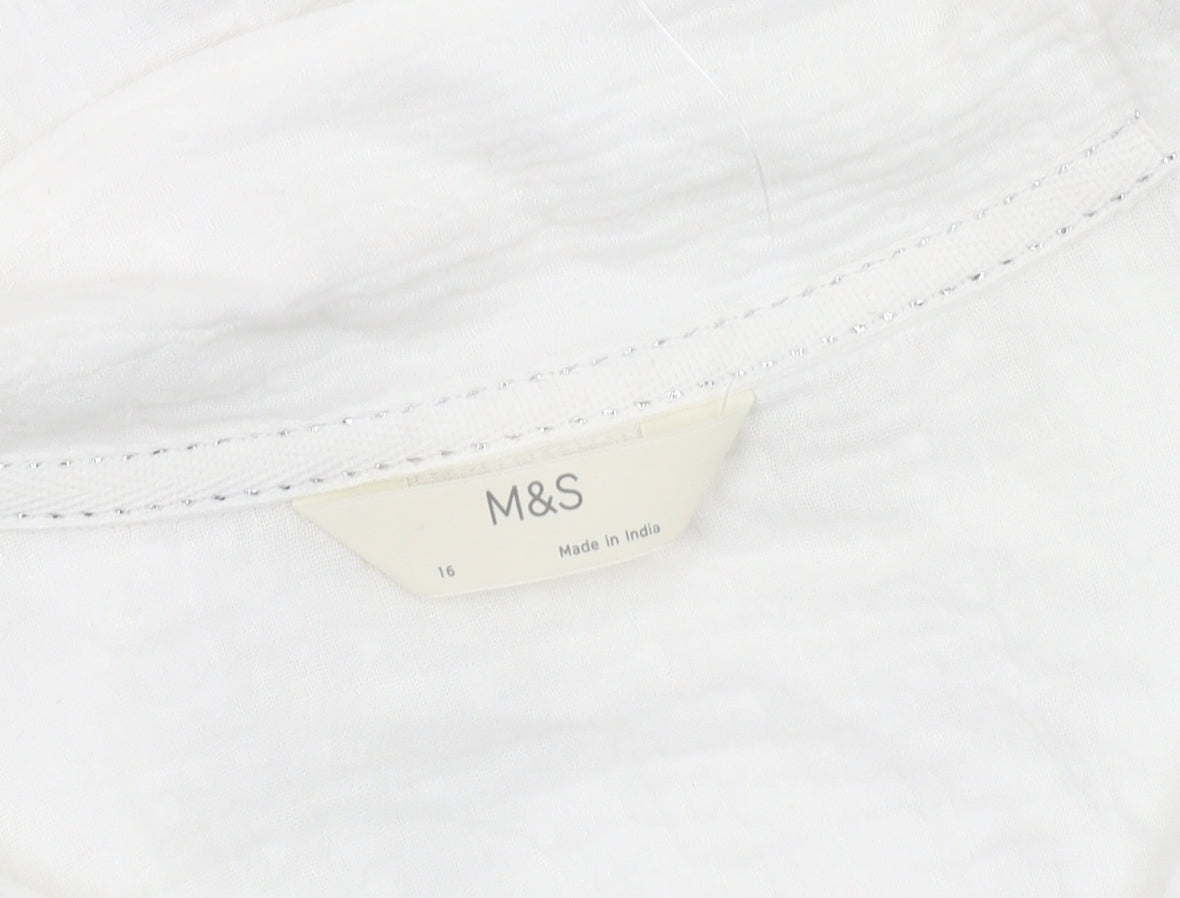 Marks and Spencer Women's White Long Sleeve Pyjama Top