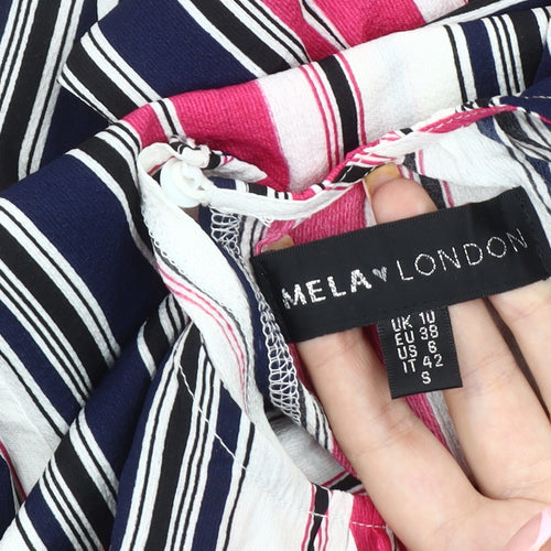 Mela London Women's Multicoloured Stripe Midi Dress, Size 10
