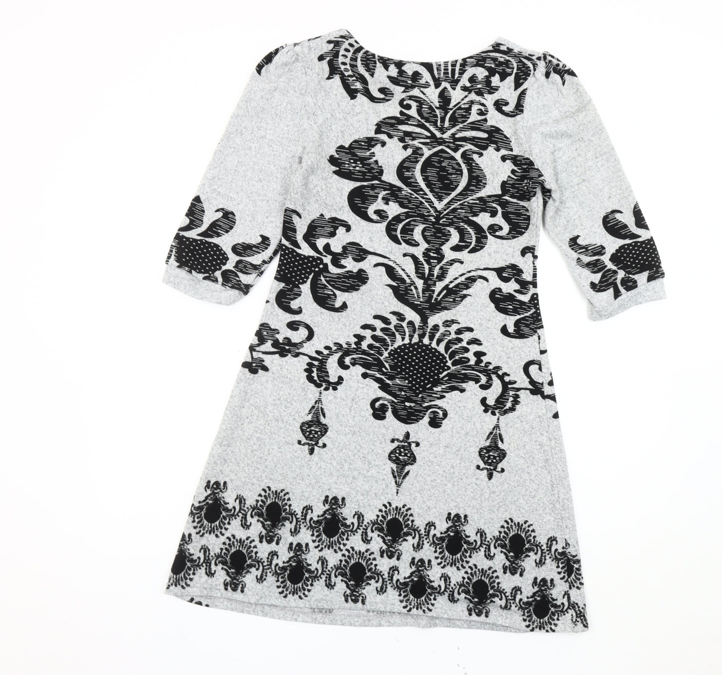 Izabel Grey Geometric V-Neck Dress Women's S