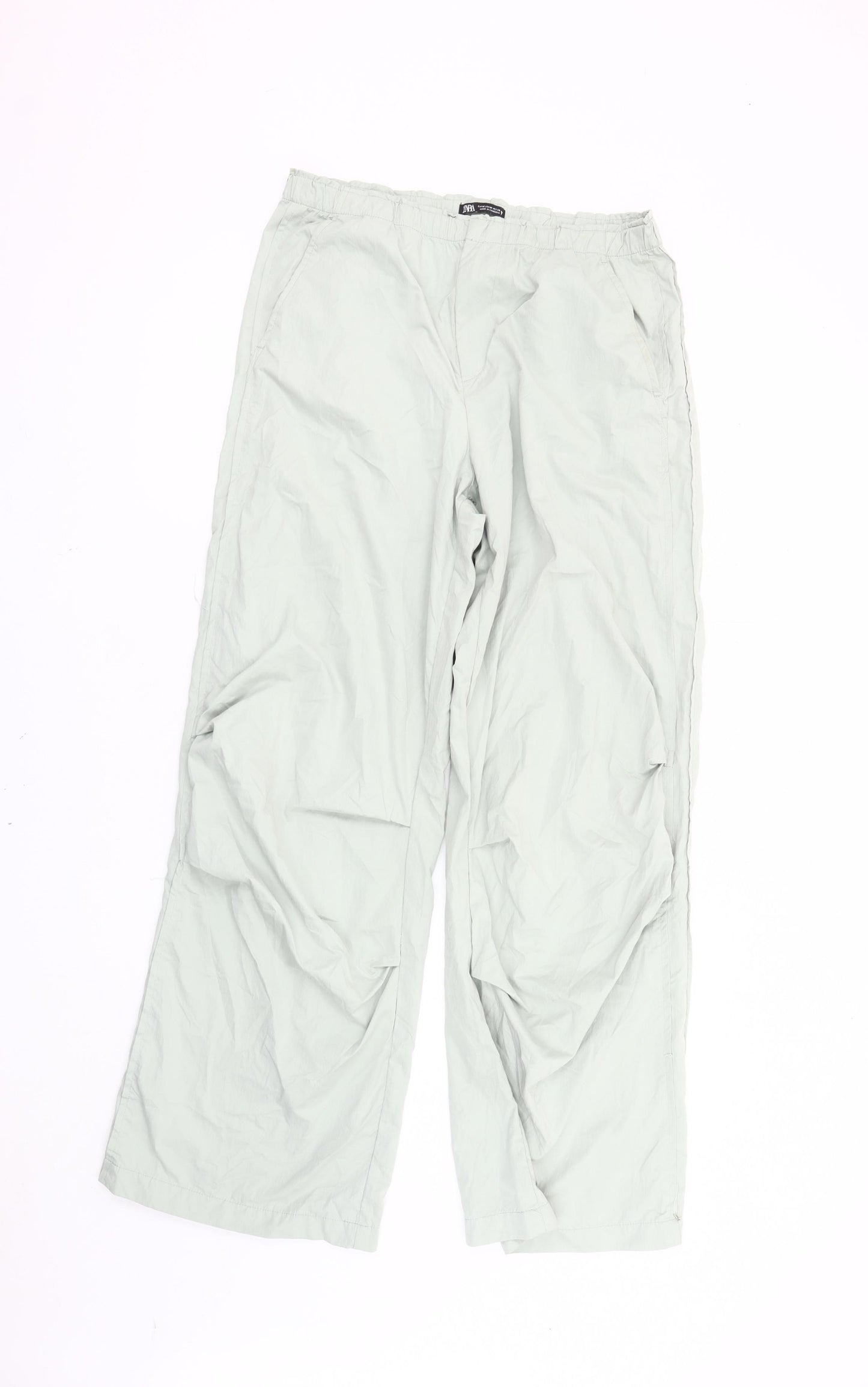 Zara Women's Grey Wide-Leg Trousers, Size 10