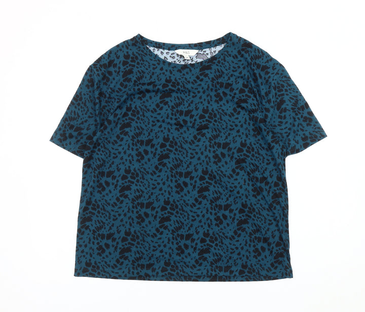Marks and Spencer Women's Blue Animal Print T-Shirt