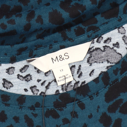 Marks and Spencer Women's Blue Animal Print T-Shirt