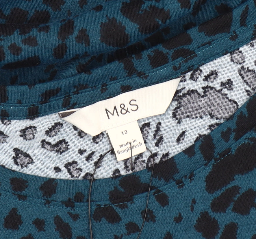 Marks and Spencer Women's Blue Animal Print T-Shirt