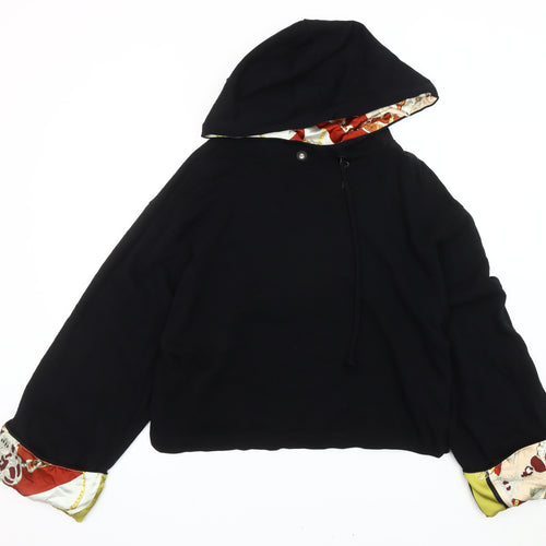Zara Women's Black Hooded Hoodie, Size 12