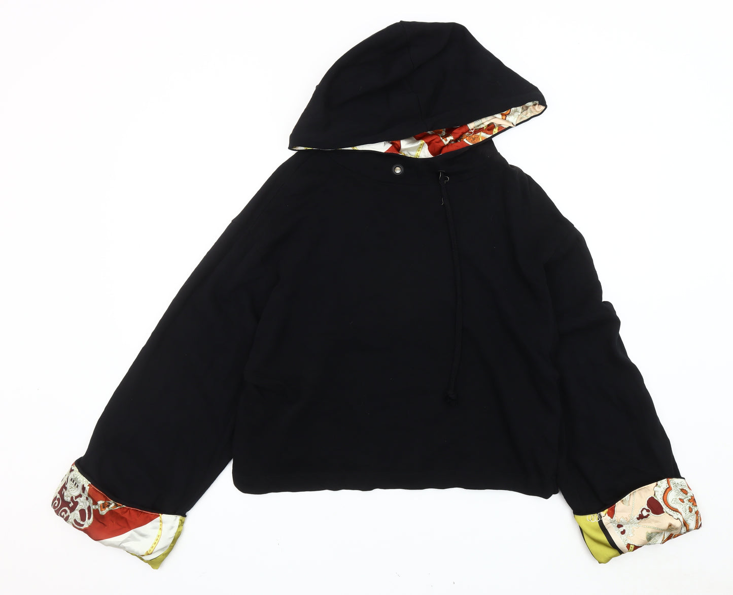 Zara Women's Black Hooded Hoodie, Size 12