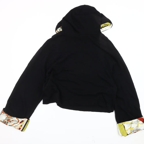 Zara Women's Black Hooded Hoodie, Size 12