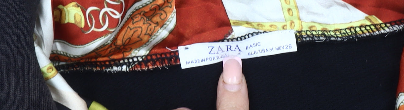 Zara Women's Black Hooded Hoodie, Size 12