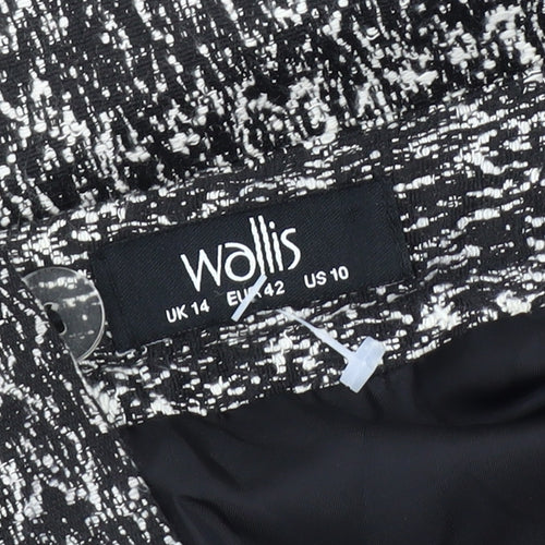 Wallis Women's Black Tweed Knee Length Pencil Skirt Size 14