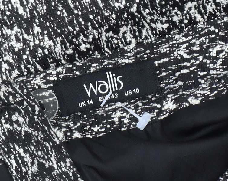 Wallis Women's Black Tweed Knee Length Pencil Skirt Size 14