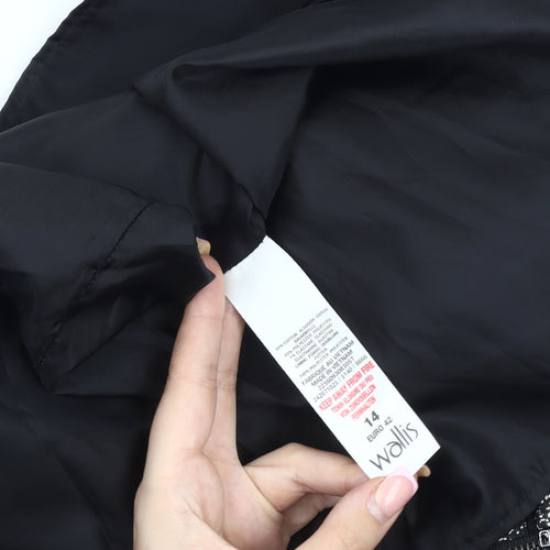 Wallis Women's Black Tweed Knee Length Pencil Skirt Size 14