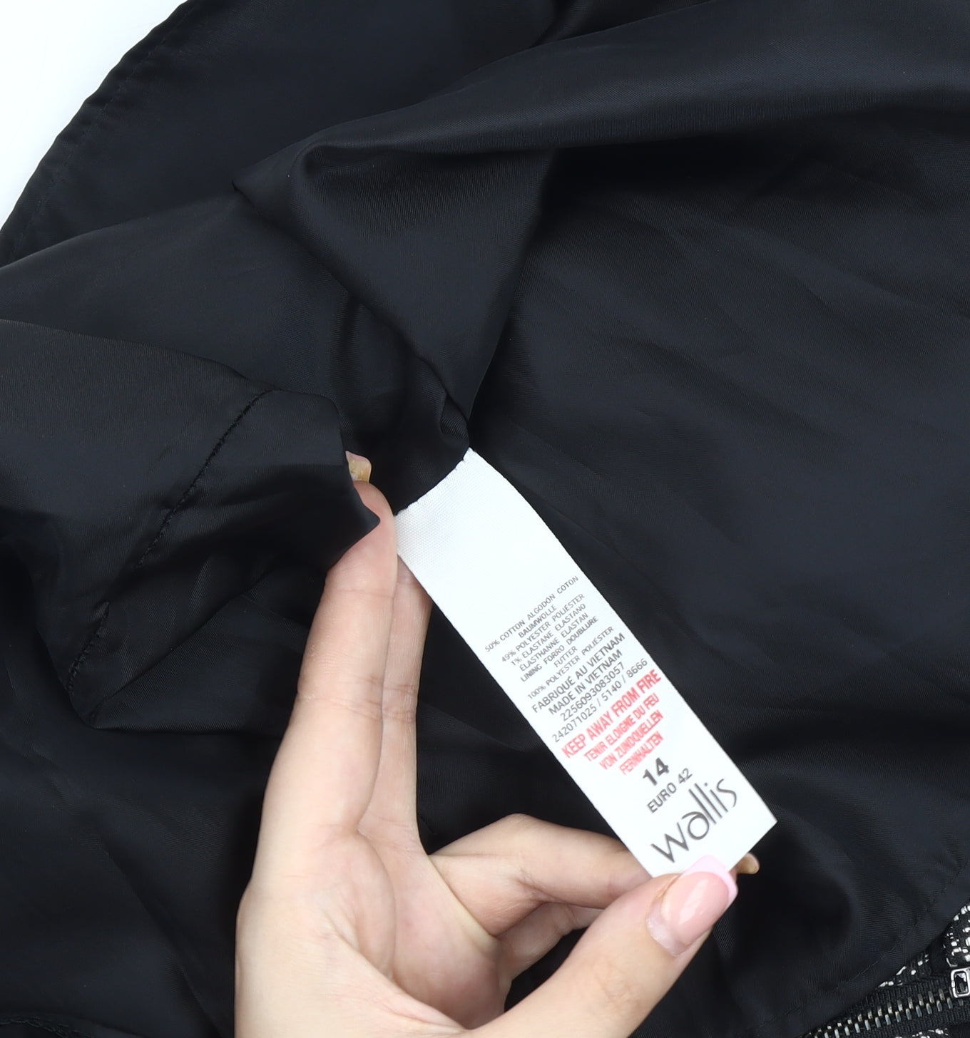 Wallis Women's Black Tweed Knee Length Pencil Skirt Size 14