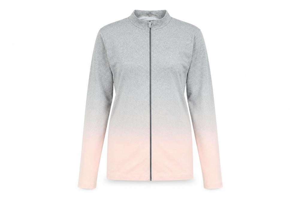 Front view of WorkOut Women's Grey Pink Ombre Activewear Jacket M