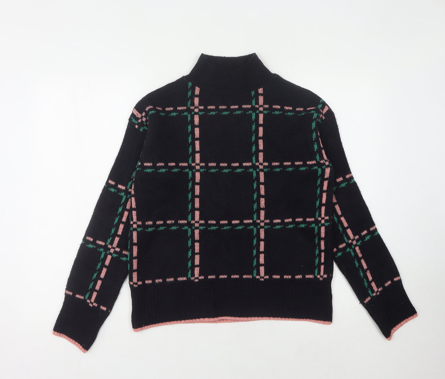 Next Women's Black XS Check Mock Neck Jumper