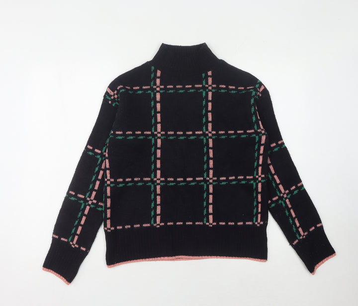 Next Women's Black XS Check Mock Neck Jumper