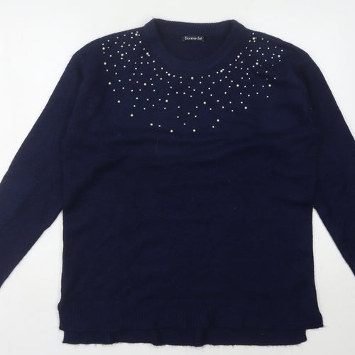 Bonmarché Women's Blue Beaded Pullover Jumper