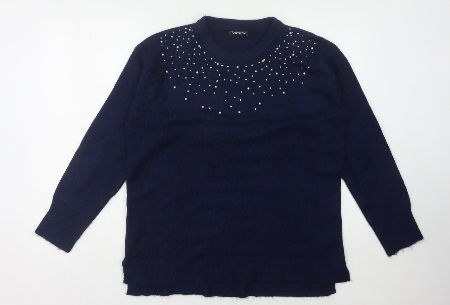 Bonmarché Women's Blue Beaded Pullover Jumper