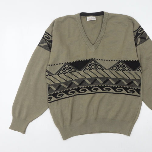 Gabicci Men's Green V-Neck Pullover Jumper M