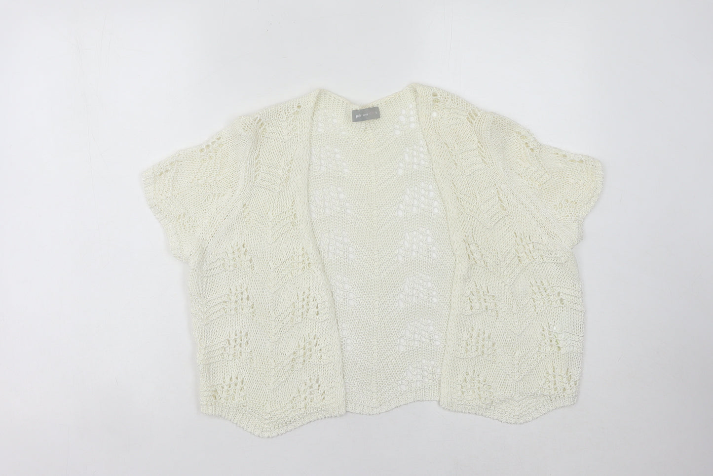 Marks & Spencer Women's Ivory Open Front Cardigan Size 16 Open-Knit