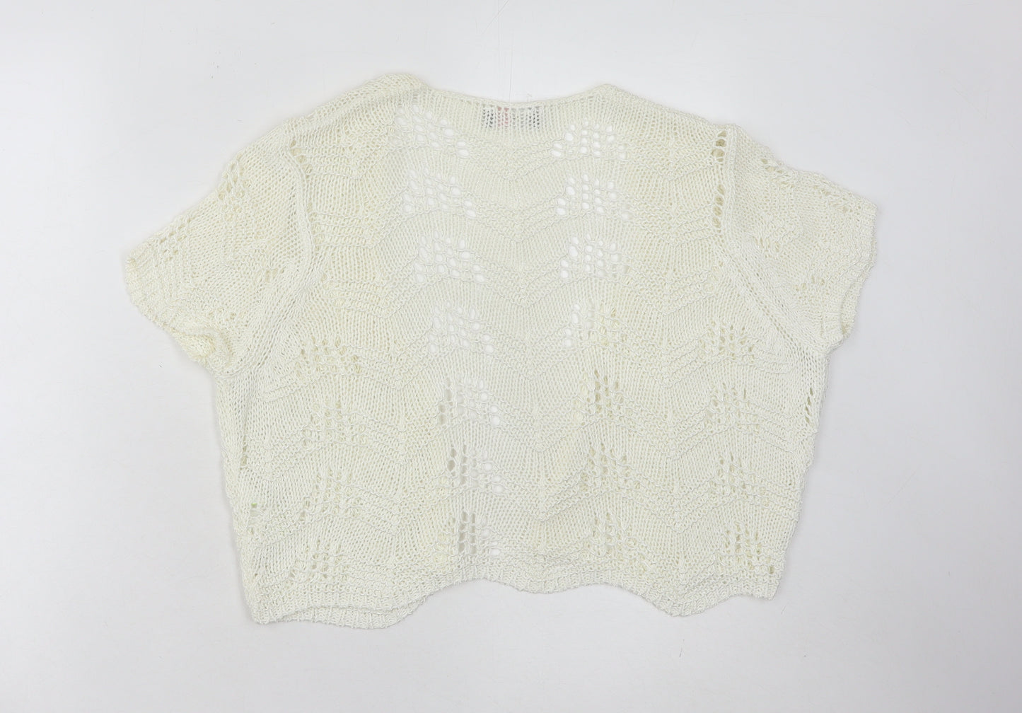 Marks & Spencer Women's Ivory Open Front Cardigan Size 16 Open-Knit