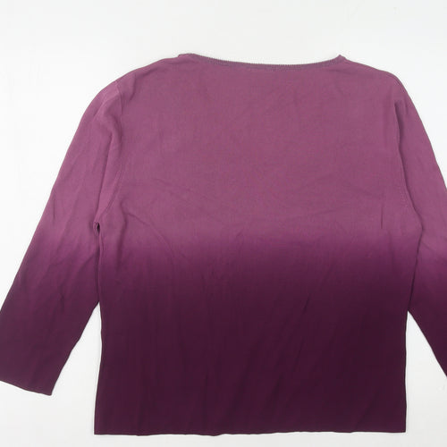 Roman Originals Women's Purple Beaded Pullover Jumper L