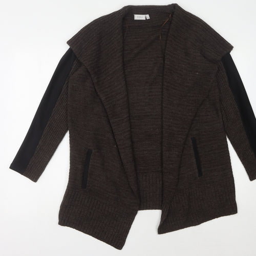 Fransa Women's Brown Open Front Cardigan, Size S, Casual Style