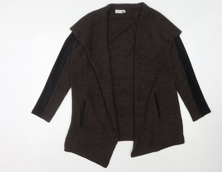 Fransa Women's Brown Open Front Cardigan, Size S, Casual Style