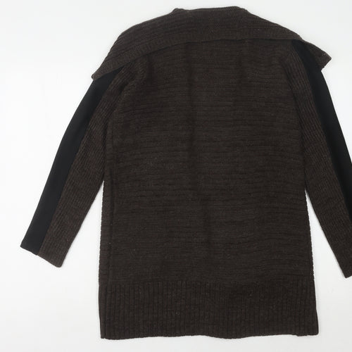 Fransa Women's Brown Open Front Cardigan, Size S, Casual Style