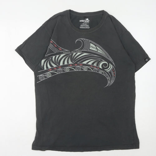 Wild Kiwi Men's Black Tribal Graphic T-Shirt L