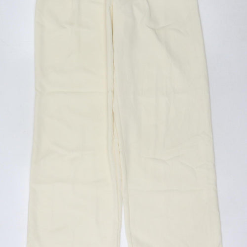 Zara Women Ivory Trousers, Size 8, Wide-Leg, Elegant Style